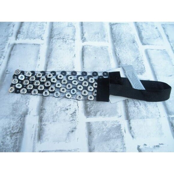 NEW by JUST BASIC, ELASTIC HEADWRAP, HEADBAND BLACK WITH SILVER TONE DECOR   #1 - Picture 6 of 10
